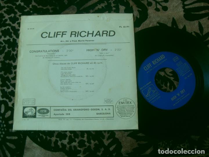 Discos de vinilo: CLIFF RICHARD SINGLE CONGRATULATIONS. MADE IN SPAIN. 1968. - Foto 2