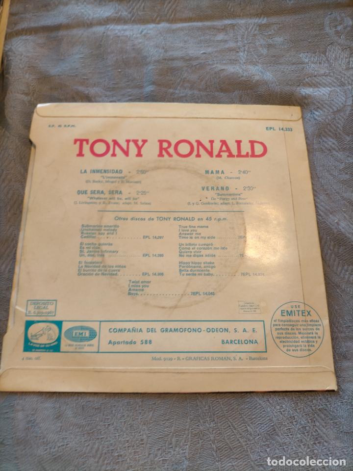 Discos de vinilo: Disco vinilo EP Tony ronald : la inmensidad, que sera sera, mama, verano - Foto 2 - 265977603