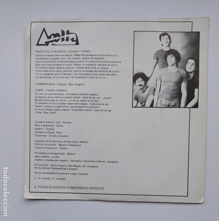 Discos de vinilo: ACOLLA. LIBRE / MAGO DEL PARAGUAS. SINGLE. TDKDS21 - Foto 2