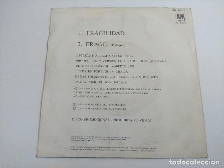 Discos de vinilo: STING/FRAGILIDAD/SINGLE PROMOCIONAL. - Foto 3