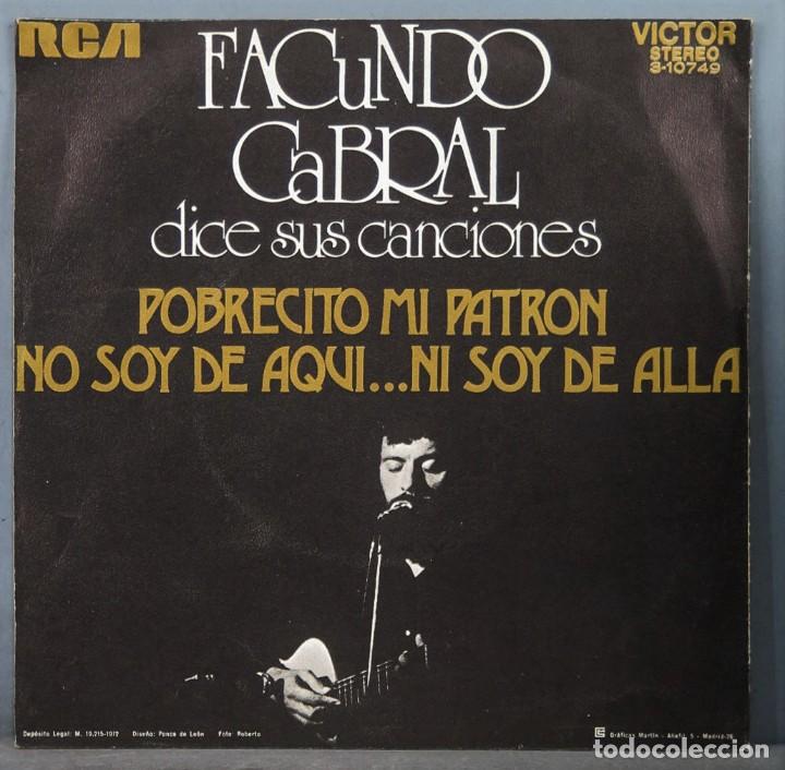 Discos de vinilo: SINGLE. FACUNDO CABRAL. DICE SUS CANCIONES - Foto 2