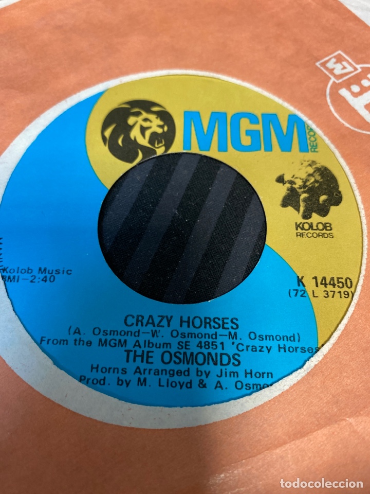 Discos de vinilo: The Osmonds - Crazy Horses (7&rdquo;, Single) (1972/US) - Foto 1