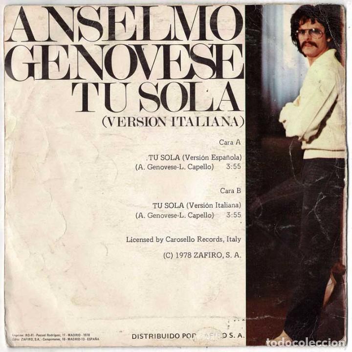 Discos de vinilo: Anselmo Genovese - Tu Sola. Single - Foto 2