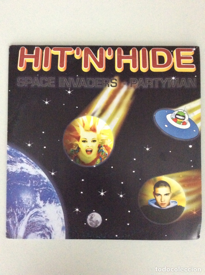 Discos de vinilo: Hit&rsquo;n&rsquo;hide. Space invaders. Partyman - Foto 1
