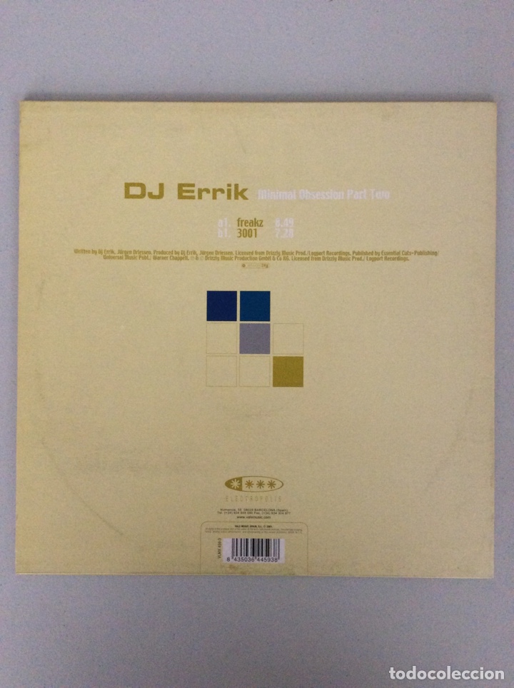 Discos de vinilo: DJ Errik. Minimal obsession part two. Electropolis - Foto 2