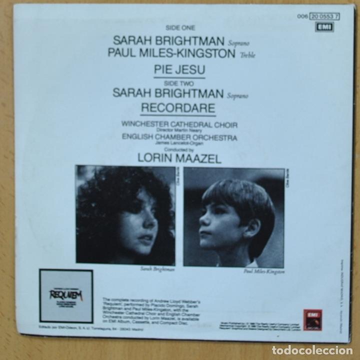 Discos de vinilo: ANDREW LLOYD WEBBER - PIE JESU - SINGLE - Foto 2