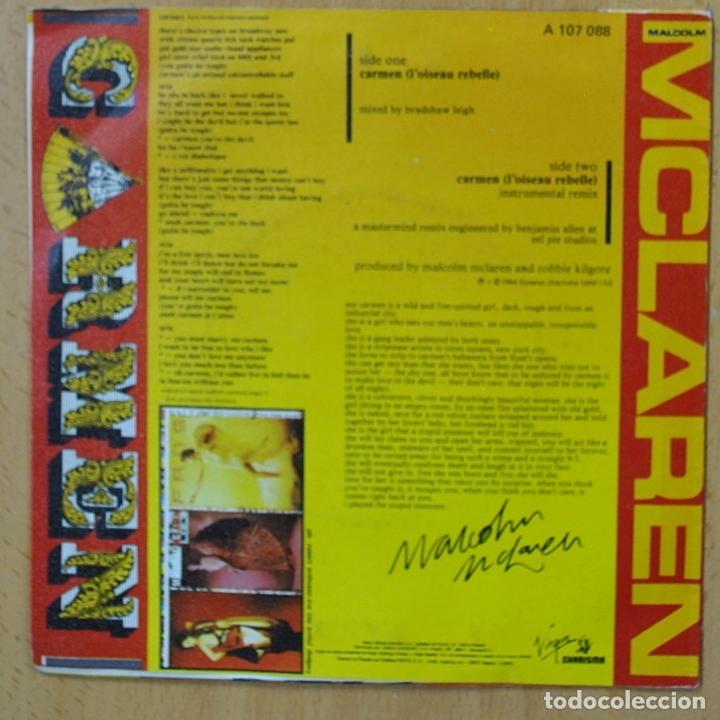 Discos de vinilo: MALCOLM MCLAREN - CARMEN - SINGLE - Foto 2