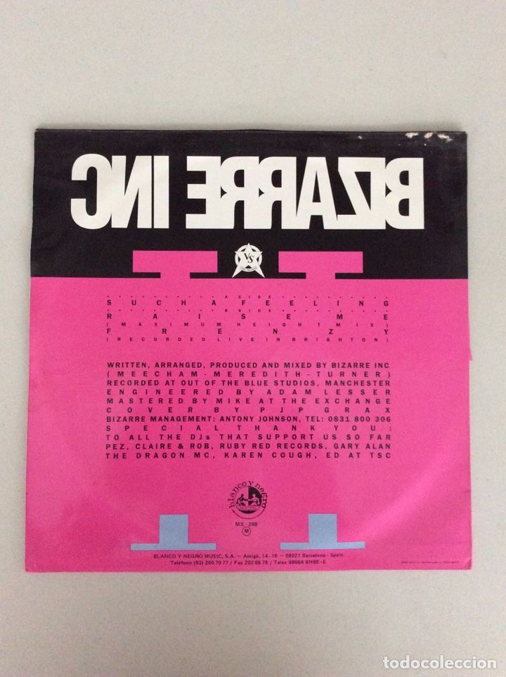Discos de vinilo: Bizarre inc. Such a feeling. N 1 en UK - Foto 2