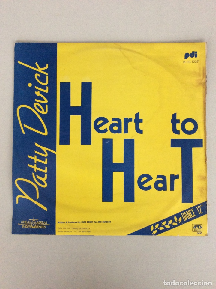 Discos de vinilo: Patty Devick. Heart to heart. Dance 12&rdquo; - Foto 2