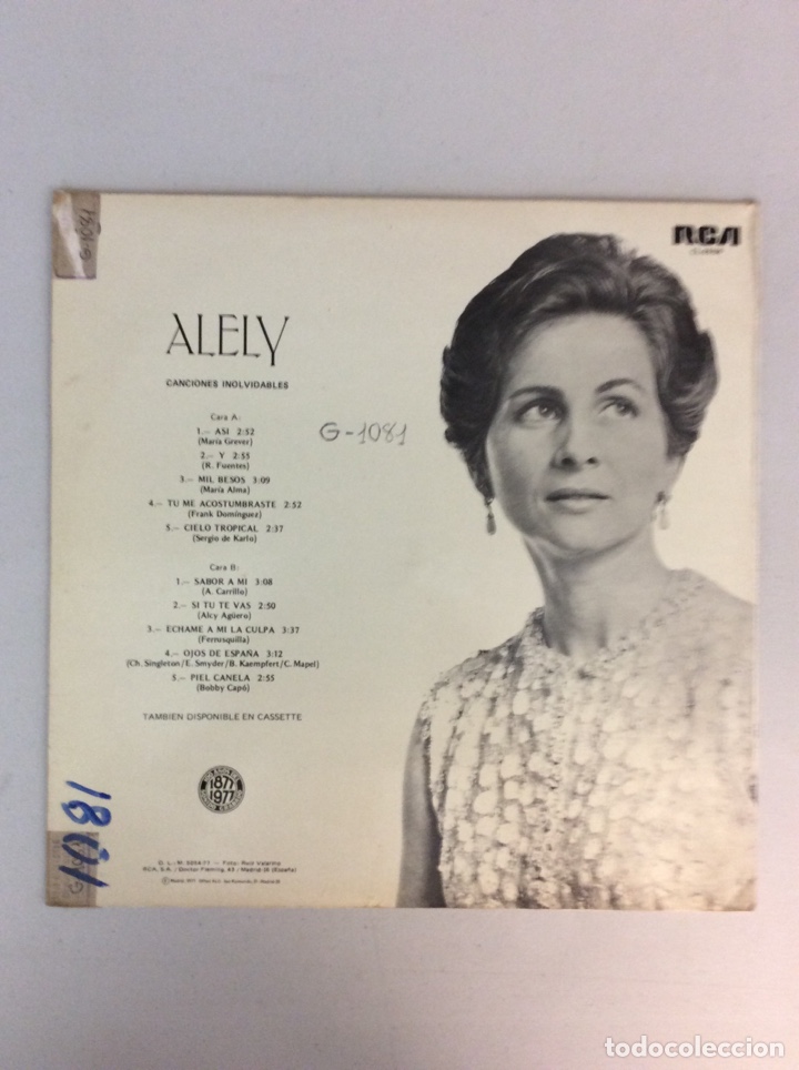 Discos de vinilo: Canciones inolvidables. Alely. RCA - Foto 2