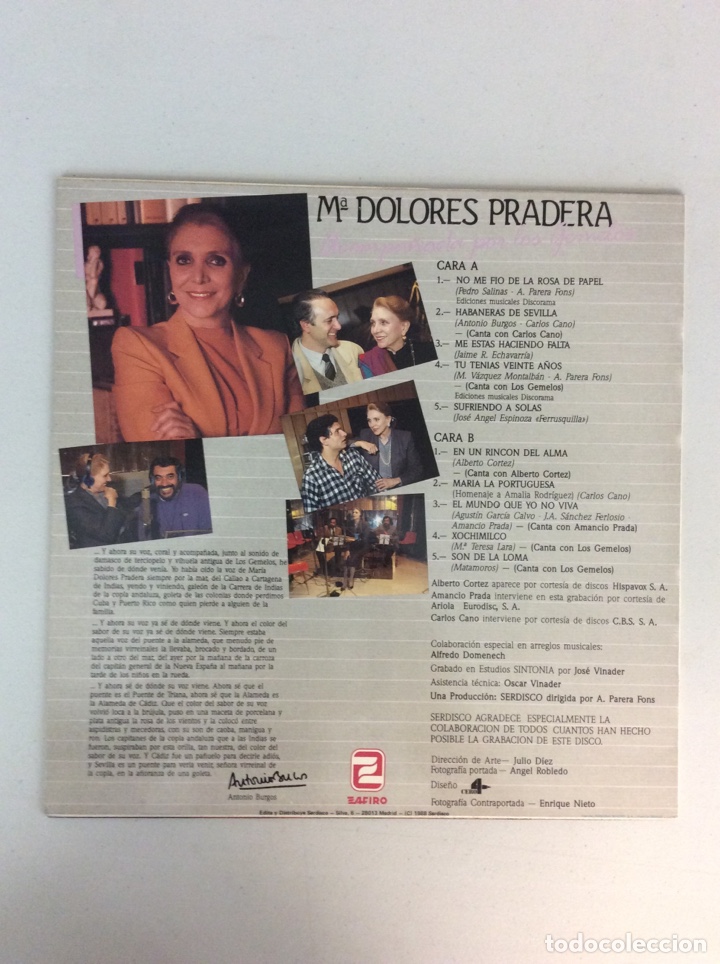 Discos de vinilo: Mar&iacute;a Dolores Pradera. A mis amigas. - Foto 2