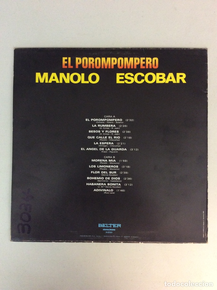 Discos de vinilo: El porompompero. Manolo Escobar - Foto 2