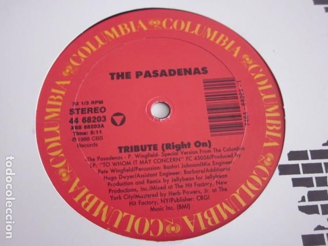 Discos de vinilo: The Pasadenas - Tribute (Right On) (12&rdquo;) - Foto 1