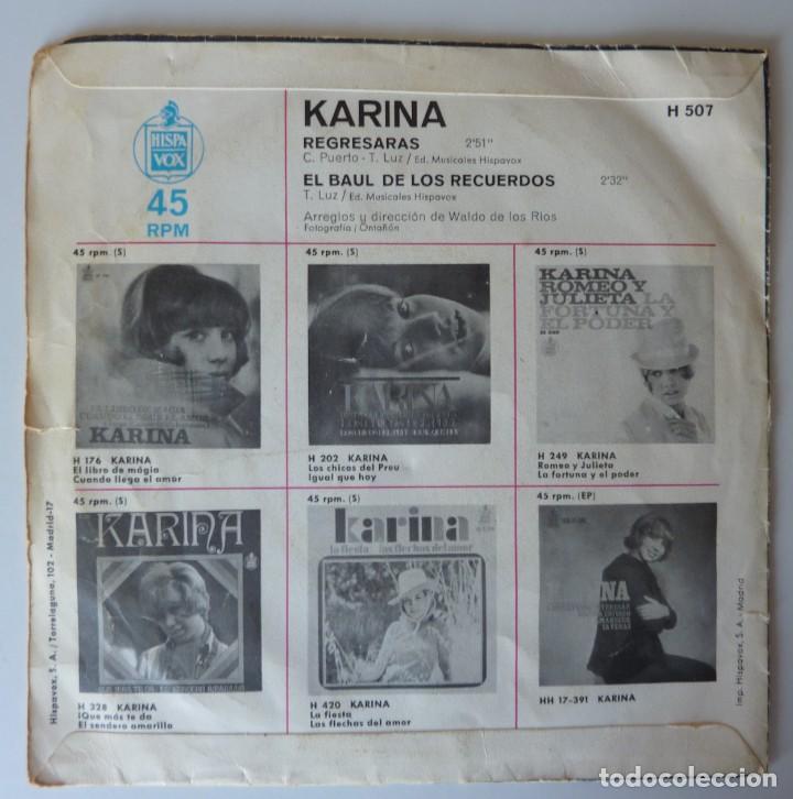 Discos de vinilo: KARINA // REGRESARAS // 1969 // SINGLE - Foto 2