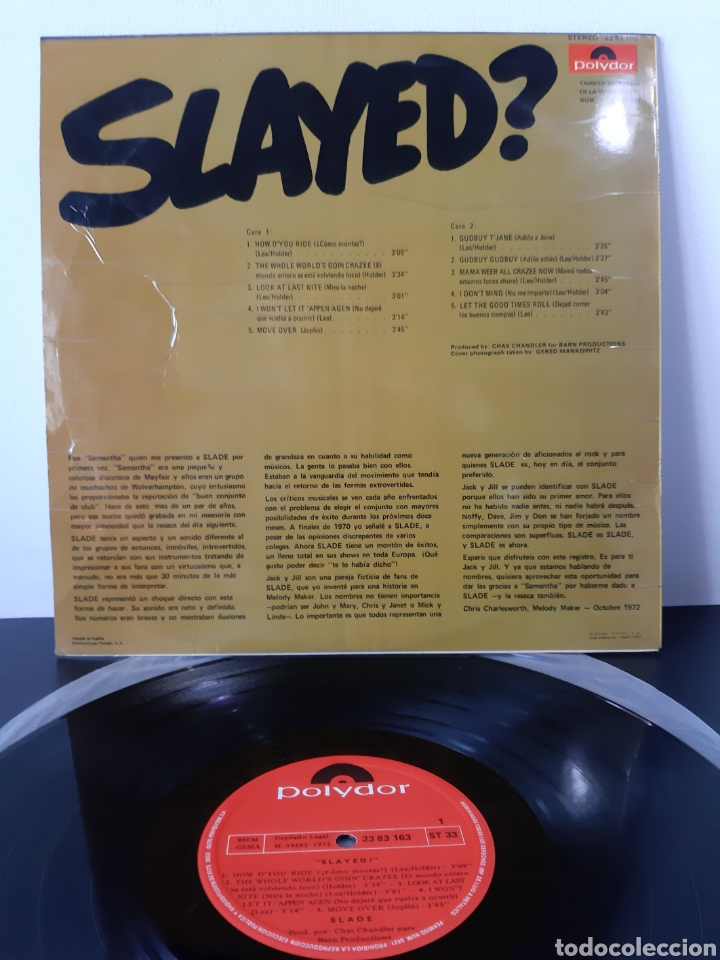 Discos de vinilo: *SLADE. SLAYED? POLYDOR. 1972. ESPA&Ntilde;A - Foto 2