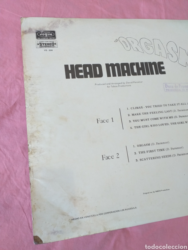 Discos de vinilo: Head Machine Orgasm 1971 original magn&iacute;fico prog - Foto 4