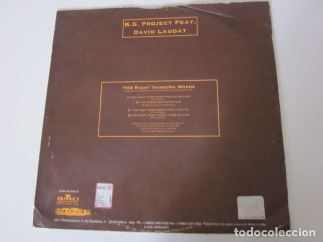 Discos de vinilo: B.S. Project Feat. David Laudat - The Right Thing / No Words (12&rdquo;) - Foto 2