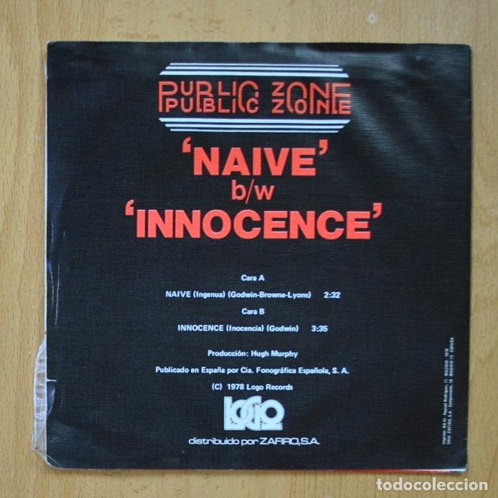 Discos de vinilo: PUBLIC ZONE - NAIVE / INNOCENCE - PROMO - SINGLE - Foto 2
