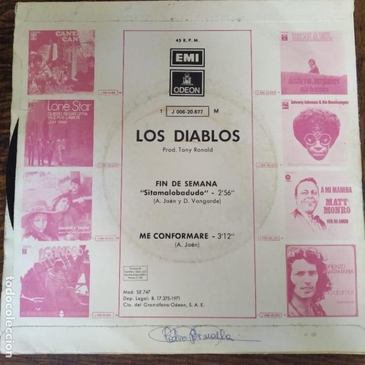 Discos de vinilo: LOS DIABLOS - FIN DE SEMANA/ ME CONFORMARE - Foto 2