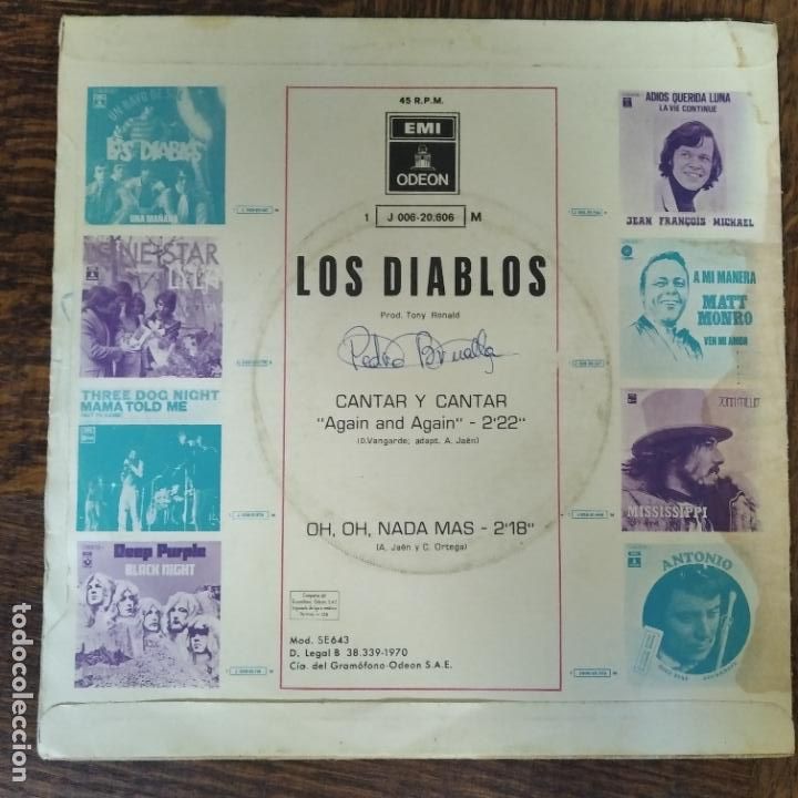 Discos de vinilo: LOS DIABLOS - CANTAR Y CANTAR/ OH, OH NADA MAS - Foto 2