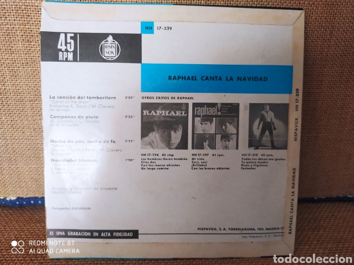 Discos de vinilo: Single Raphael. Canta la Navidad. - Foto 3