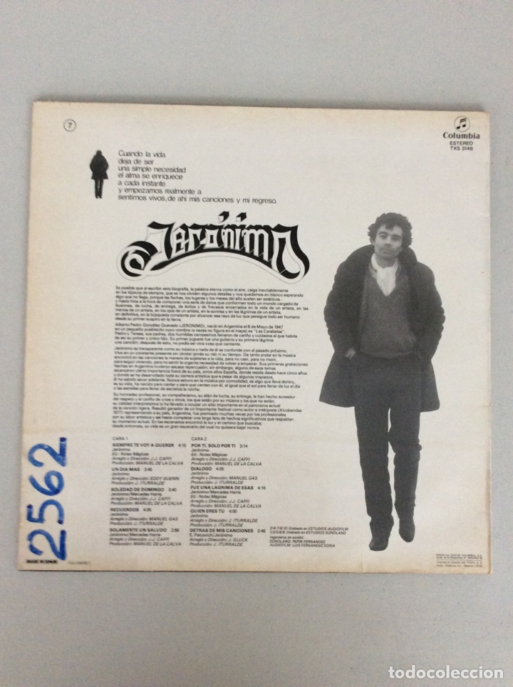 Discos de vinilo: Jer&oacute;nimo. Siempre te voy a querer - Foto 2