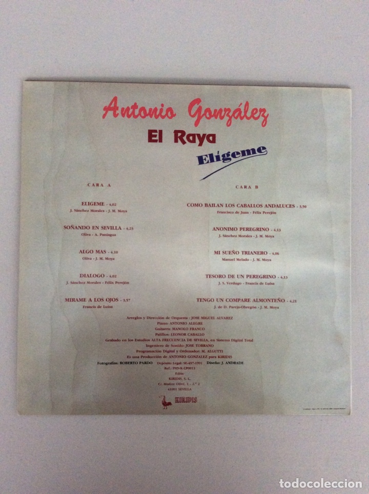 Discos de vinilo: Antonio Gonz&aacute;lez . El Raya. El&iacute;geme. - Foto 2