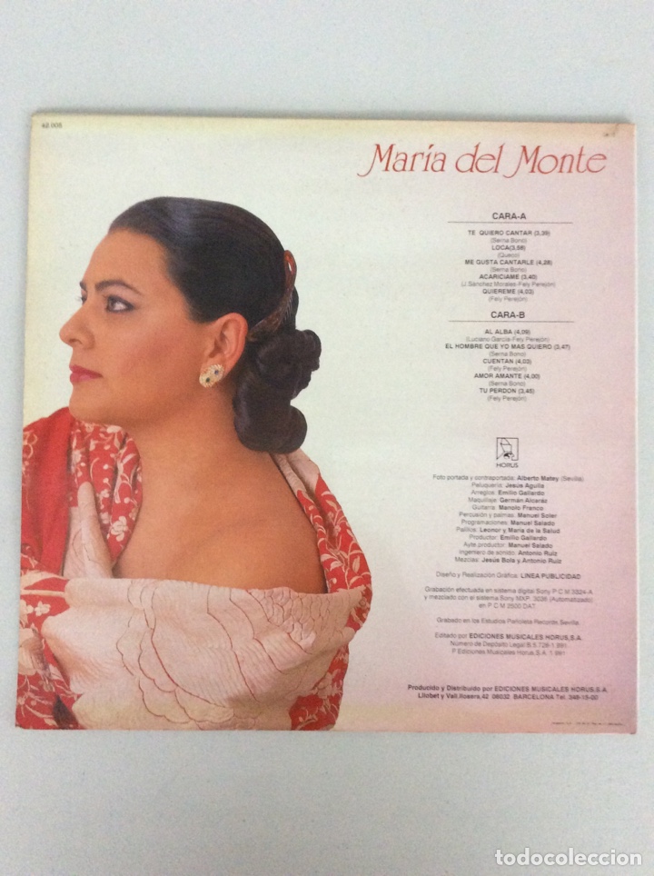 Discos de vinilo: Mar&iacute;a del Monte. Al alba - Foto 2