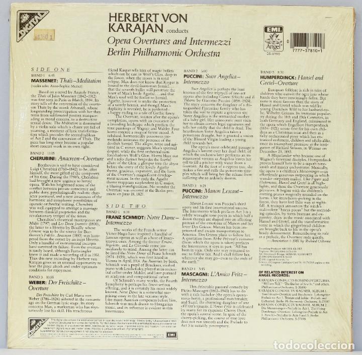 Discos de vinilo: LP. KARAJAN CONDUCTS OPERA OVERTURES AND INTERMEZZI - Foto 2