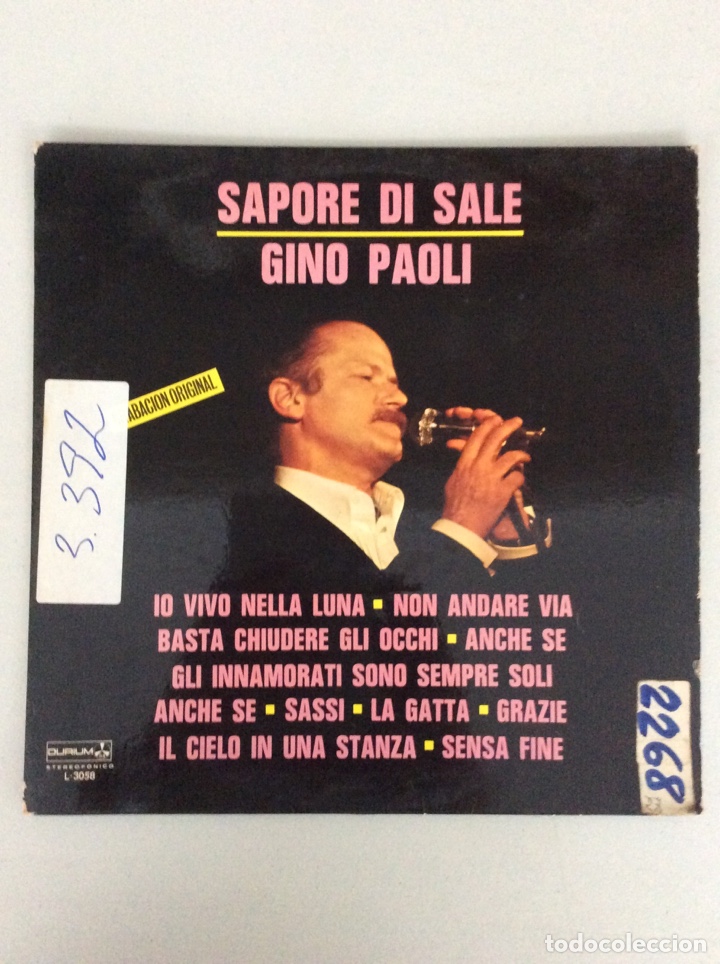 Vinyl-Schallplatten: Sapore di sale. Gino Paoli. Grabaci&oacute;n original