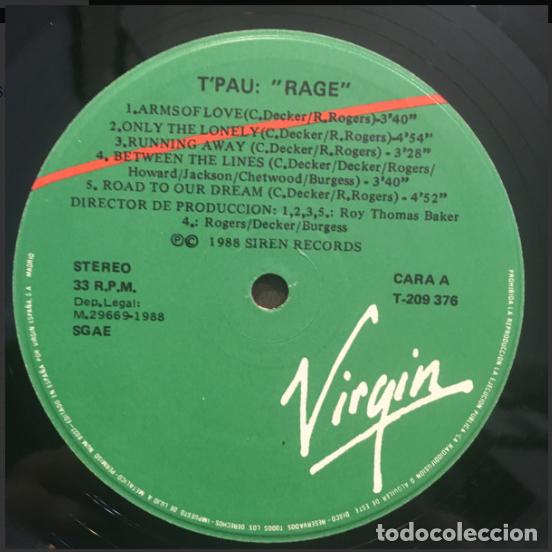 Discos de vinilo: TPau &lrm;&ndash; Rage-SPAIN-1988-LP - Foto 2