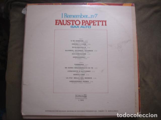 Discos de vinilo: Fausto Papetti &lrm; I Remember N. 7: Sax alto - Foto 2