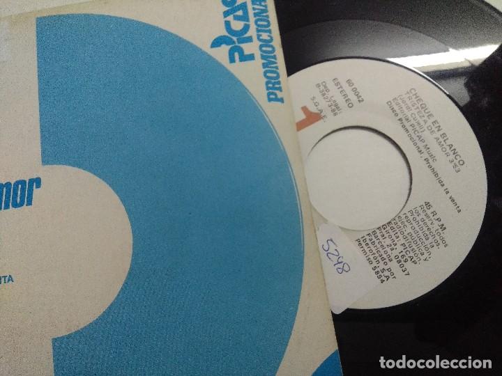 Discos de vinilo: SINGLE/CHEQUE EN BLANCO/TRISTEZA DE AMOR/PROMOCIONAL. - Foto 2