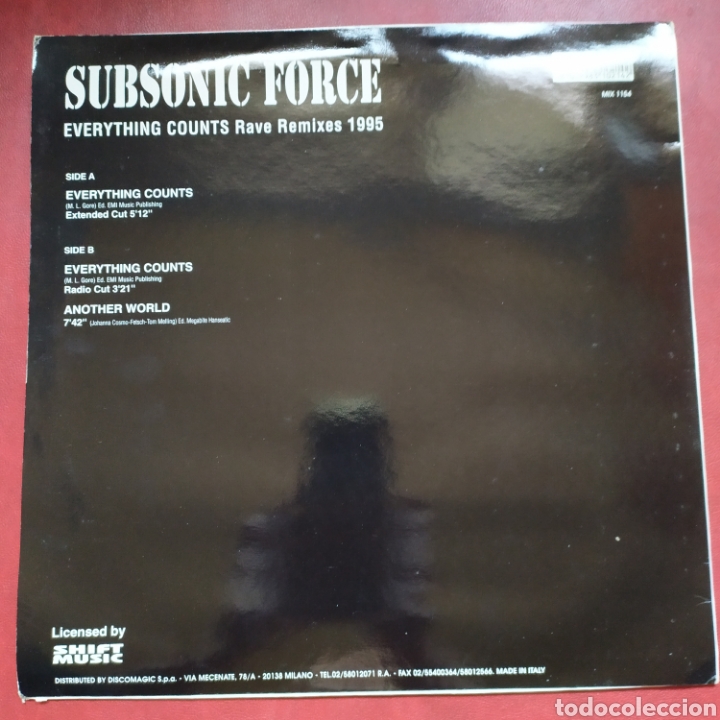 Discos de vinilo: Maxi lp subsonic force everything counts rave remixes 1995 (new order) - Foto 2