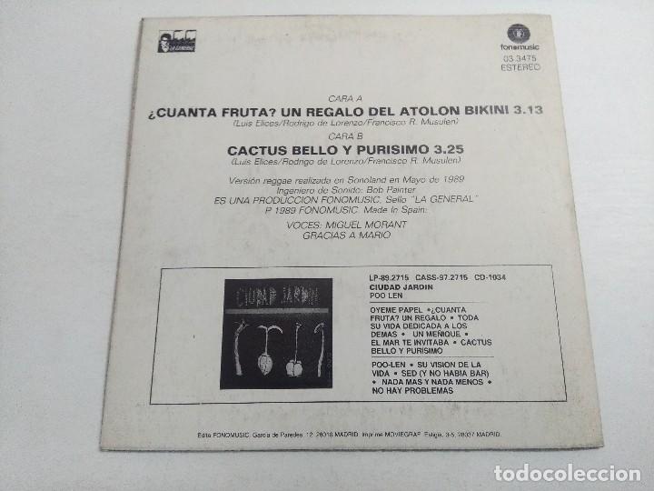 Discos de vinilo: SINGLE/CIUDAD JARDIN/CUANTA FRUTA. - Foto 3