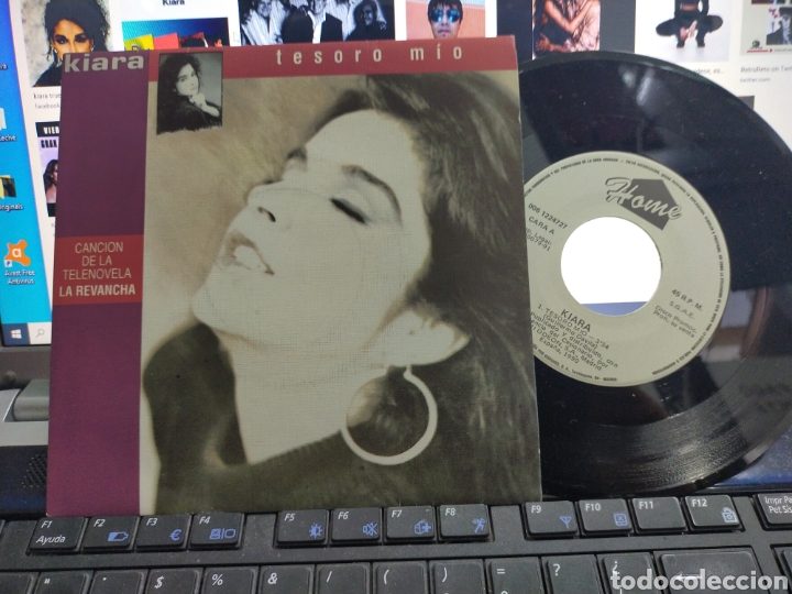 Disques de vinyle: Kiara y Guillermo D&aacute;vila single promo por ambas caras tesoro m&iacute;o b.s.o. la revancha Espa&ntilde;a 1990