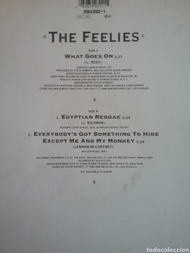 Discos de vinilo: The FEELIES 1988 A& M Records - Foto 2