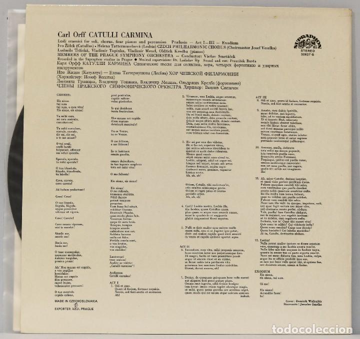 Discos de vinilo: LP. CARL ORFF. CATULLI CARMINA - Foto 2
