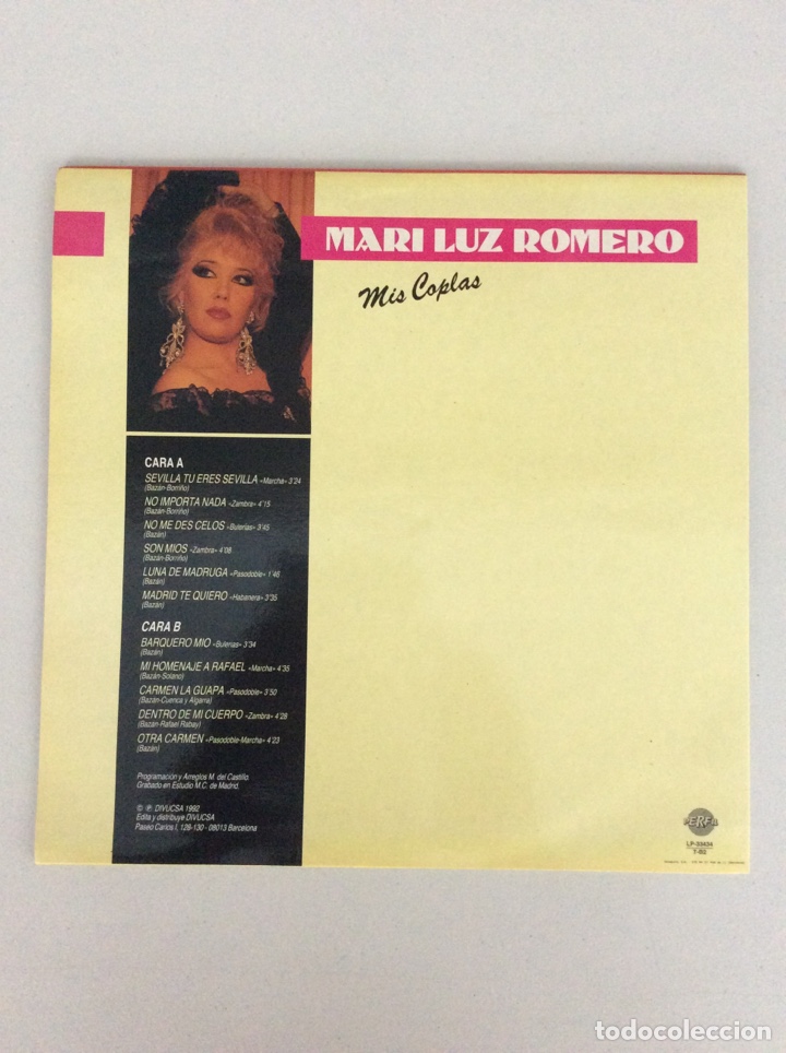 Discos de vinilo: Mari Luz Romero. Mis coplas - Foto 2