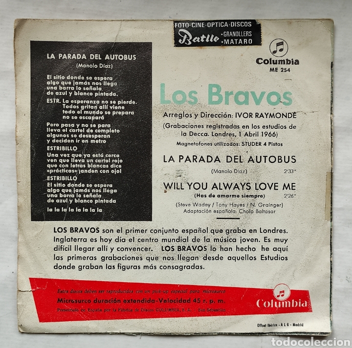 Discos de vinilo: LOS BRAVOS - Foto 2