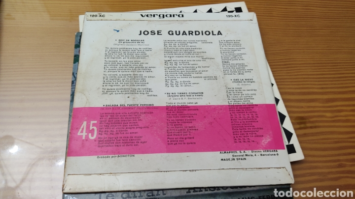 Discos de vinilo: Disco vinilo single JOSE GUARDIOLA - Foto 2