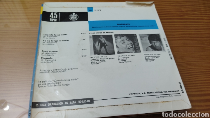 Discos de vinilo: Disco vinilo single RAPHAEL - Foto 2