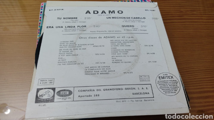 Discos de vinilo: Disco vinilo single ADAMO - Foto 2
