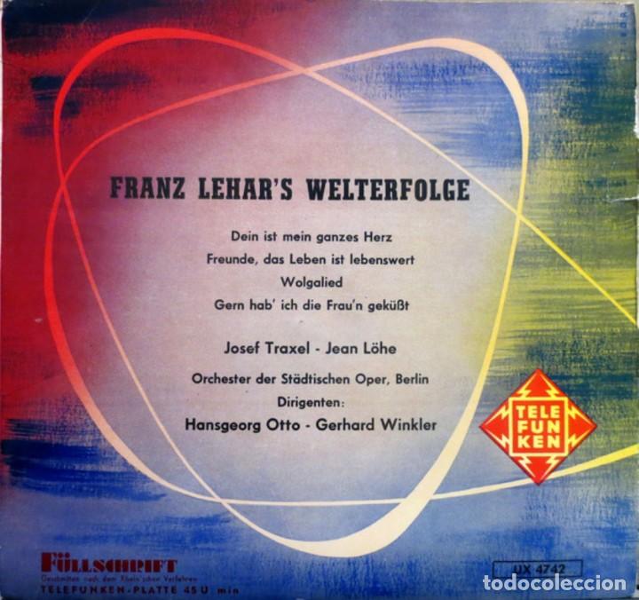 Disques de vinyle: Portada suelta EP alem&aacute;n Franz Lehar&acute;s Welterfolge a&ntilde;o 1956