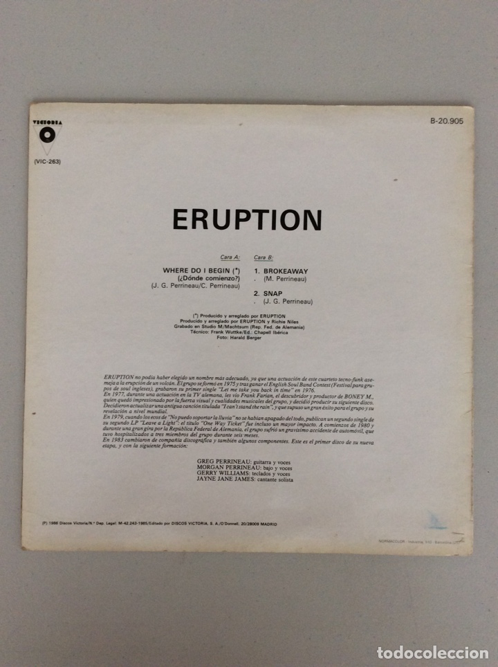 Discos de vinilo: Eruption. Where do begin (&iquest;donde comienzo?) - Foto 2