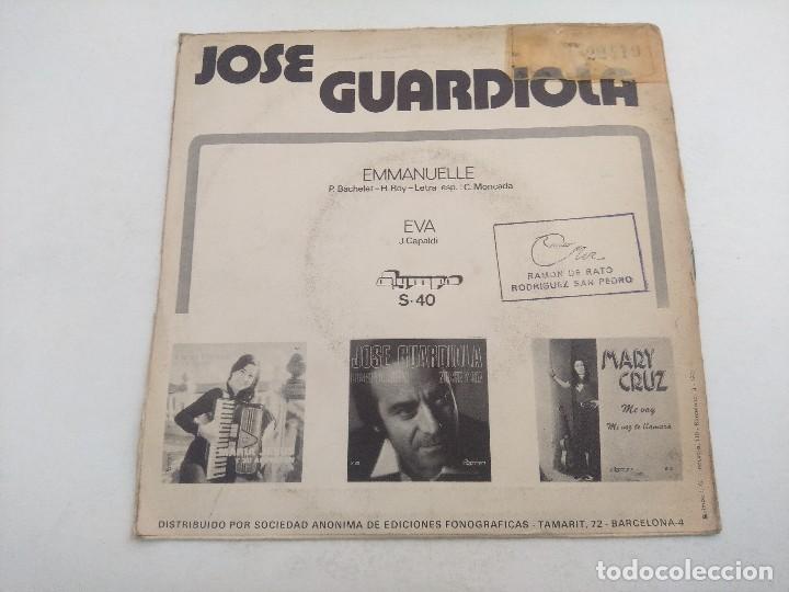 Discos de vinilo: SINGLE/EMMANUELLE/JOSE GUARDIOLA. - Foto 3