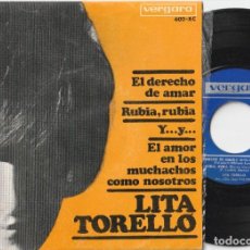 Disques de vinyle: LITA TORELLO - EL DERECHO DE AMAR + 3 (EP VERGARA 1966). Lote 269631678