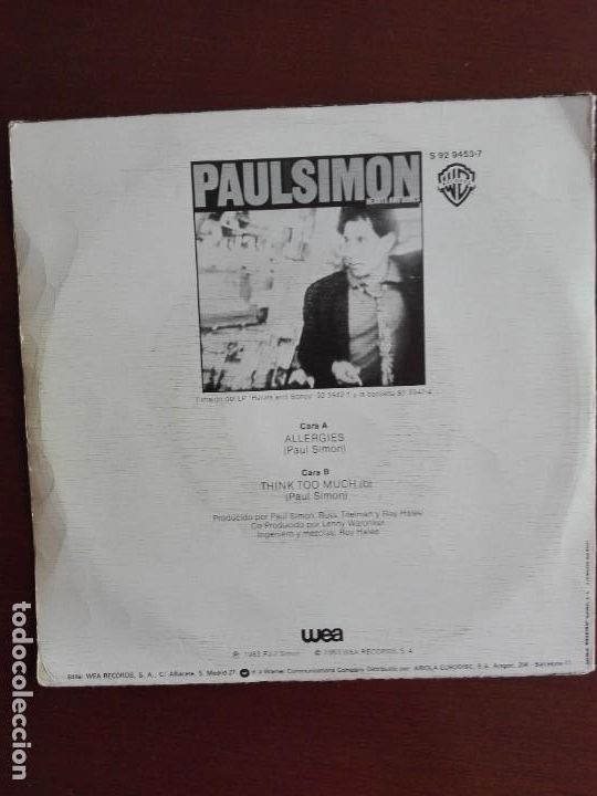 Discos de vinilo: JMFC -DISCO VINILO SINGLE PAUL SIMON - ALLERGIES - Foto 2
