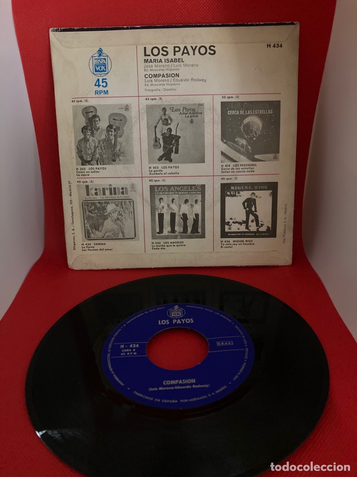 Discos de vinilo: LOS PAYOS SINGLE MARIA ISABEL - COMPASION - Foto 2