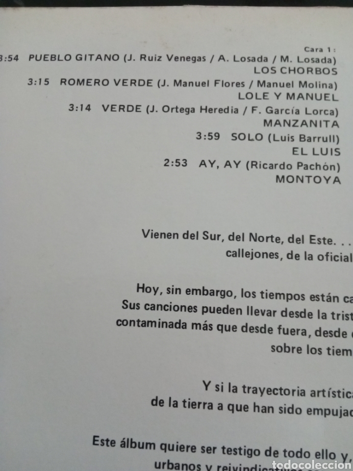 Discos de vinilo: Vinilo lp Compilaci&oacute;n El Pueblo Gitano del a&ntilde;o 1978 - Foto 2